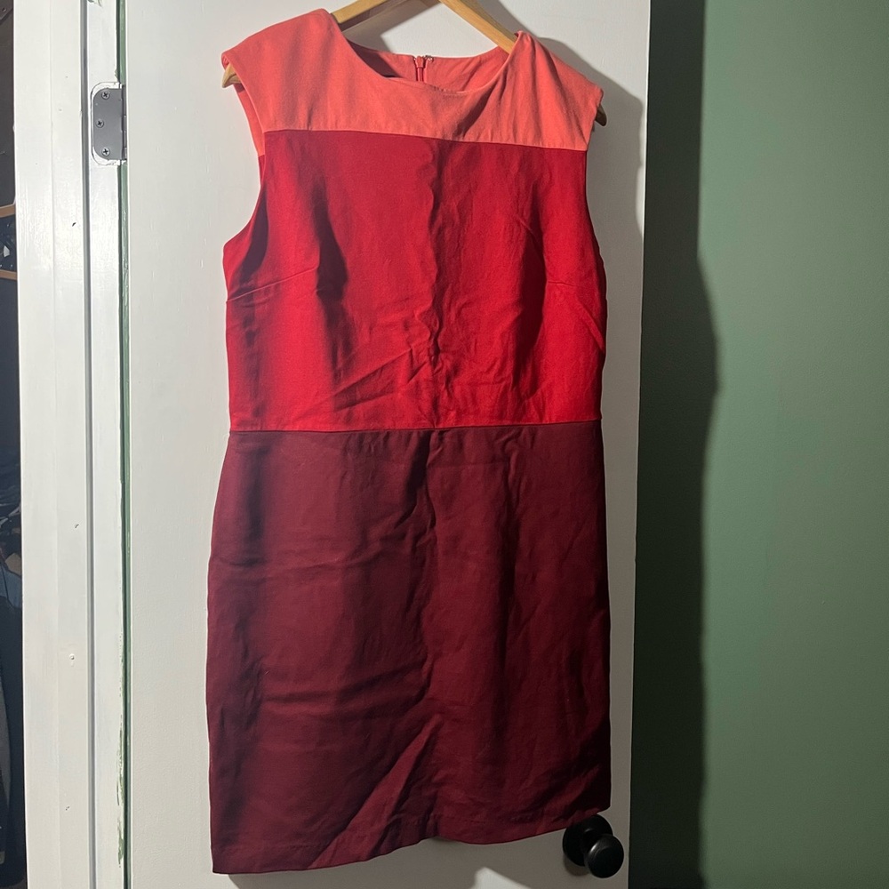 Talbots Red and Pink Colorblock Mini Dress
